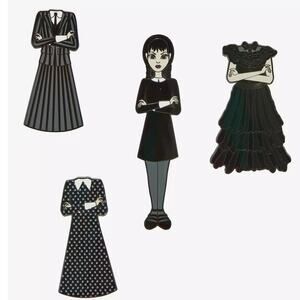 Loungefly Wednesday Outfits Magnetic Enamel Pin Set New